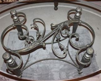 Close up of the iron table base.