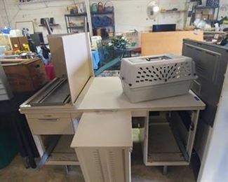 vintage metal desk with side piece