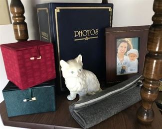 Cat Figurine, Photo Books, Boxes