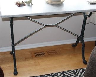 FRENCH CAST IRON BASE SOLID MARBLE TOP TABLE 