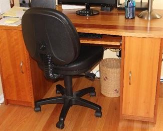 SOLID MAPLE DESK AND GREAT OFFICE CHAIR 