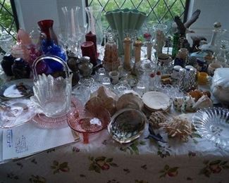 Antique serving dishes and knick knacks