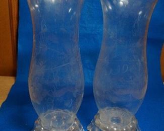 Etched hurricane lamps