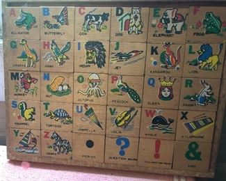 1950s wooden abc picture puzzle