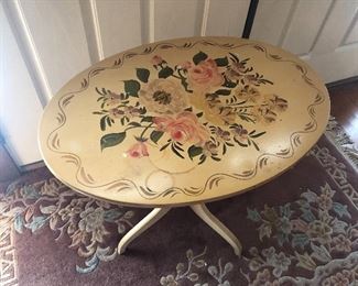 Tole painted pedestal table