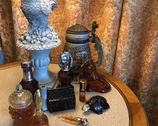 Avon bottles, beer stein