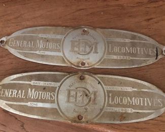 General Motors Locomotives Electro-Motive Division.  Date May 1950.  Class 0-4-4-0.  Serial 10218.  Matched pair of builders plates.