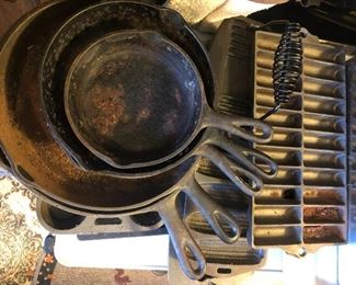 cast iron pans, trays, muffin pans