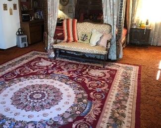 Large, very fine hand stitched and woven swan rug.  Fabulous!