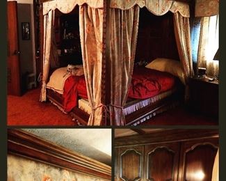 Drexel Heritage Canopy bed with custom drapery 
detail pics of the raised cathedral panel, full height headboard!!! 