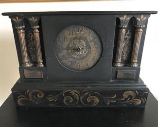 Antique metal mantle clock 