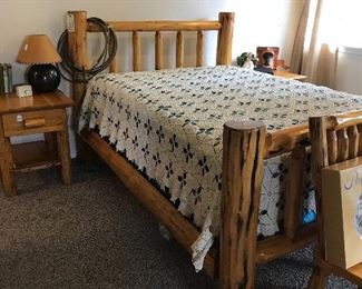Pine bed frame w/mattress set - full size