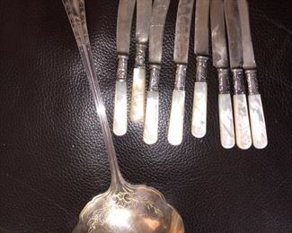 Silver-plated knives with mother of pearl handles