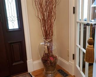 Large glass vase with floral decor