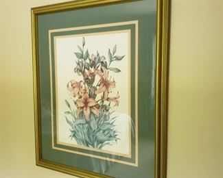 Framed floral lithograph, signed Haynes 305/2250