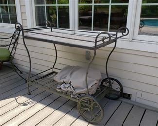 Wrought iron serving cart