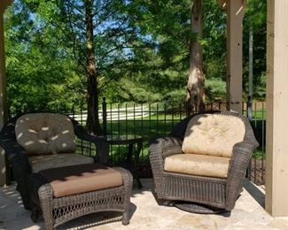 Summer Classics armchair and ottoman and swivel rocker