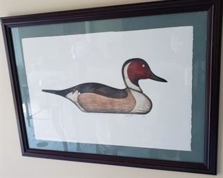 Arthur Nevin aquatints "Pintail Drake Decoy, James River, Virginia 1955"