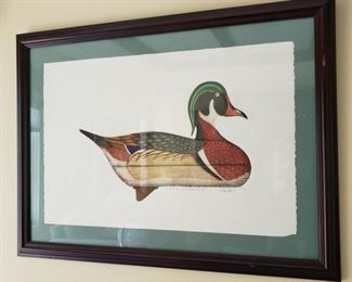 Arthur Nevin aquatints "Wood Duck Drake Decoy, Dresden, Ohio 1970"