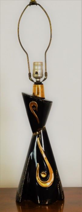1950's Atomic Lustre Black Gold Lamp