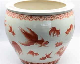 Antique Orange Iron Chinese Fish Bowl