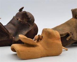 Vintage Miniature Saddles Leather Handmade Folk Art