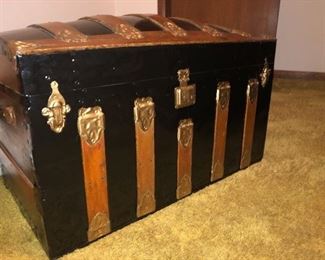 Restored Antique camel back trunk with tray