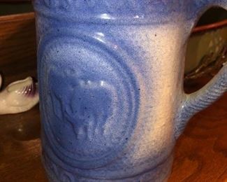 Antique Blue country crock pitcher