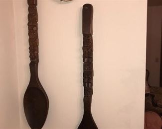wooden wall hanging fork and spoon