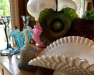 Good size collection of old and vintage Fenton pieces.  