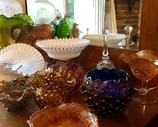 Good size collection of Fenton.  Some pieces are carnival glass.  