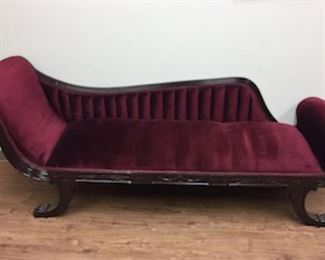 Antique Victorian Empire Style Chaise Lounge.