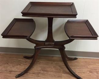 Antique Three Top Rectangle Stool Table.
