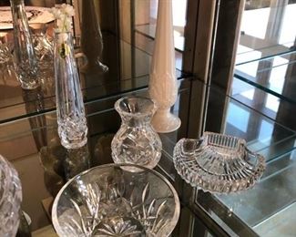 Waterford Crystal, Lenox Vases, Belleek items, Lalique vase