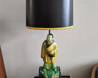 Late Ming Dynasty Sancai Glazed Ridge Tile Lamp w/Jadeite Finial