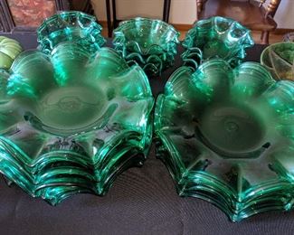 Hand Blown 1940's Portuguese Plates and Bowls