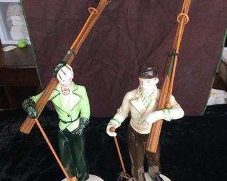 1930's German Porcelain Ski Figurines