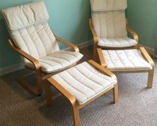Pair of Wood-Framed Chairs w/ Ottomans https://ctbids.com/#!/description/share/153288