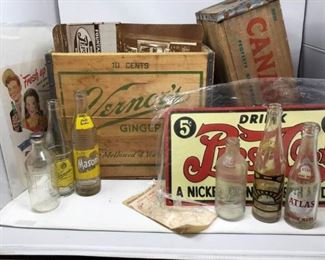 Vintage Soda Beverage Collection, including Vernor's Ginger Ale Crate           https://ctbids.com/#!/description/share/153617
