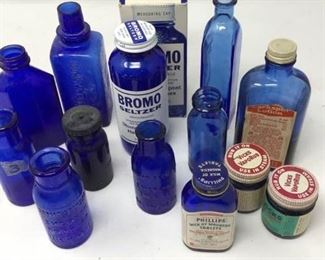 Antique/Vintage Apothecary Cobalt Blue Bottles and Jars        https://ctbids.com/#!/description/share/153620