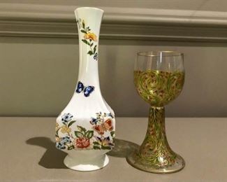 Aynsley Vase and Hand-painted Glass  https://ctbids.com/#!/description/share/157045