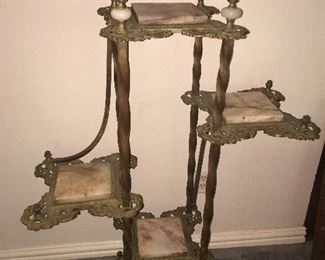 Brass & marble plant stand