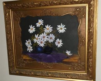 Ornate framed oil on canvas picture 'Daisy's' by Ann Spurling