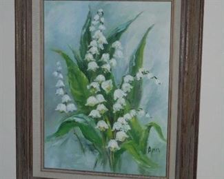 Framed oil on canvas 'Blooming Flowers' by Ann Spurling