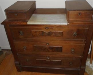 Antique 5 drawer dresser w/marble top
