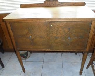 Antique oak side board cabinet