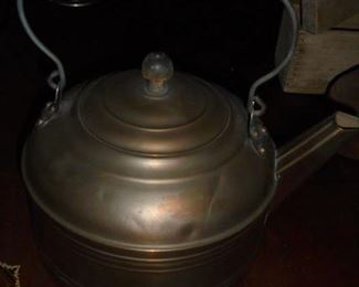 Antique brass tea kettle