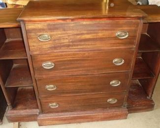 Antique dresser w/6 side shelves & open top drawer that has secretary 