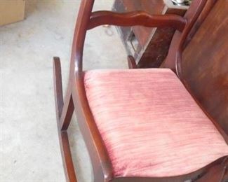 Vintage mahogany rocker w/mauve seat cushion