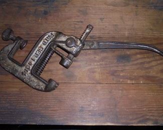 RARE antique cast iron spring loaded counter mount nut cracker. - The May Nut Cracker - Wharton, Tx. Pat Sept 1,1914